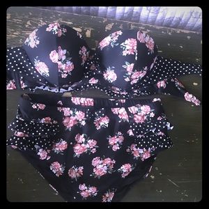 Black with roses bikini